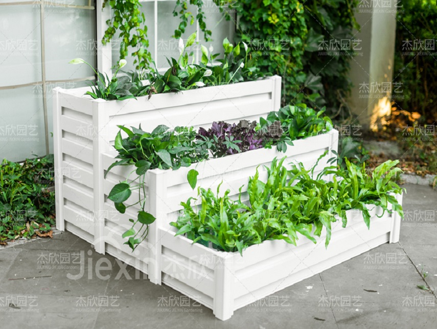 高級白階梯鋁合金花箱