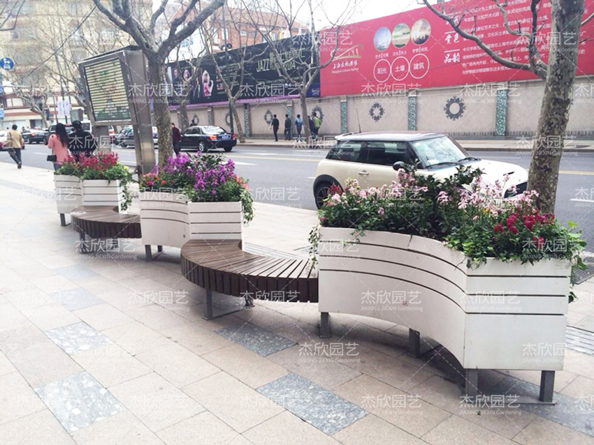 S弧形座椅花箱組合定制花園小徑